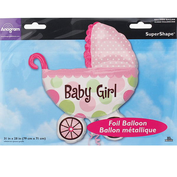 Baby Girl Buggy Super Shape Foil / Mylar Balloon 31