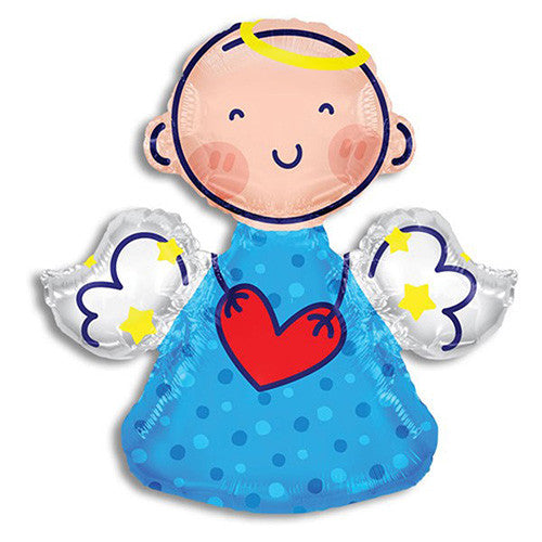 Jumbo Baby Angel Shape Baptism/Communion Theme NON Foil Balloons 28 " Blue