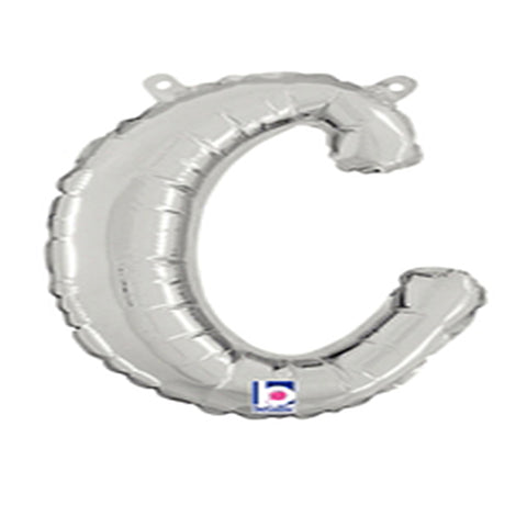 Silver Script Letter C Foil Balloon 14"