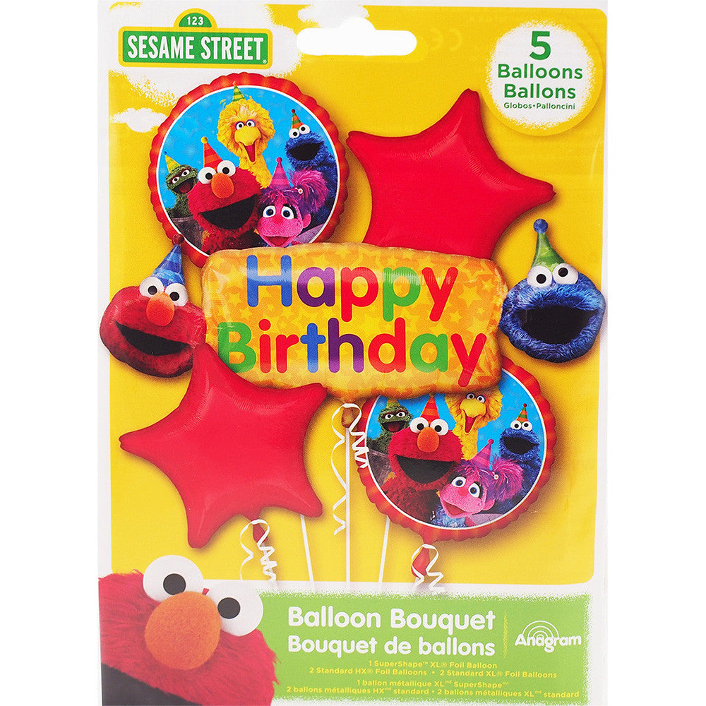 Sesame Street Cookie Monster Five Piece Balloon Bouquet Bundle Set  Birthdays kids boys girls sesame street decorations cookie monster  decoration foil helium