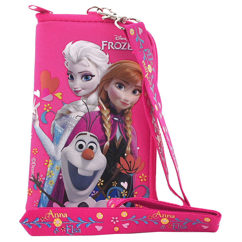 Frozen Elsa Anna and Olaf Character Hot Pink Lanyard with Detachable C