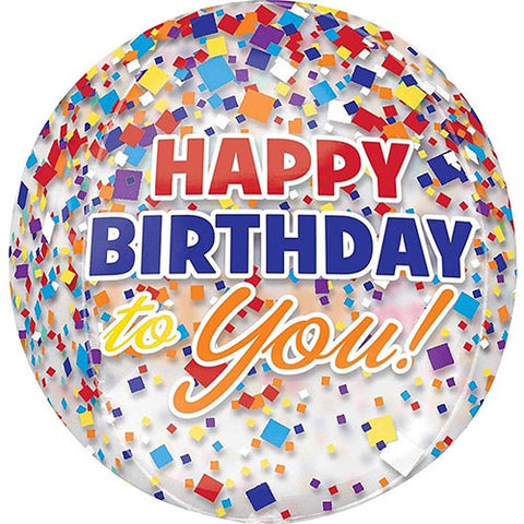 Happy Birthday Confetti Orbz Balloon 16"