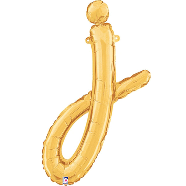 Gold Script Letter J Foil Balloon 24"