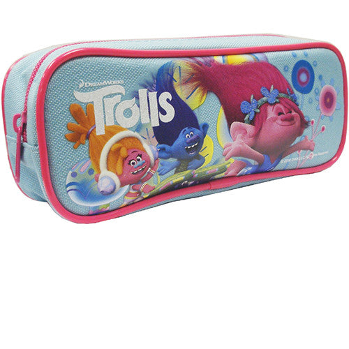 Trolls Character Authentic Licensed Single Zipper Blue Pencil Case